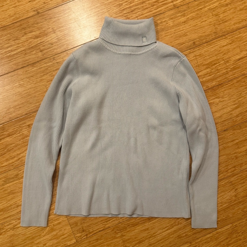 Baby blue Lauren Ralph Lauren monogrammed turtleneck sweater